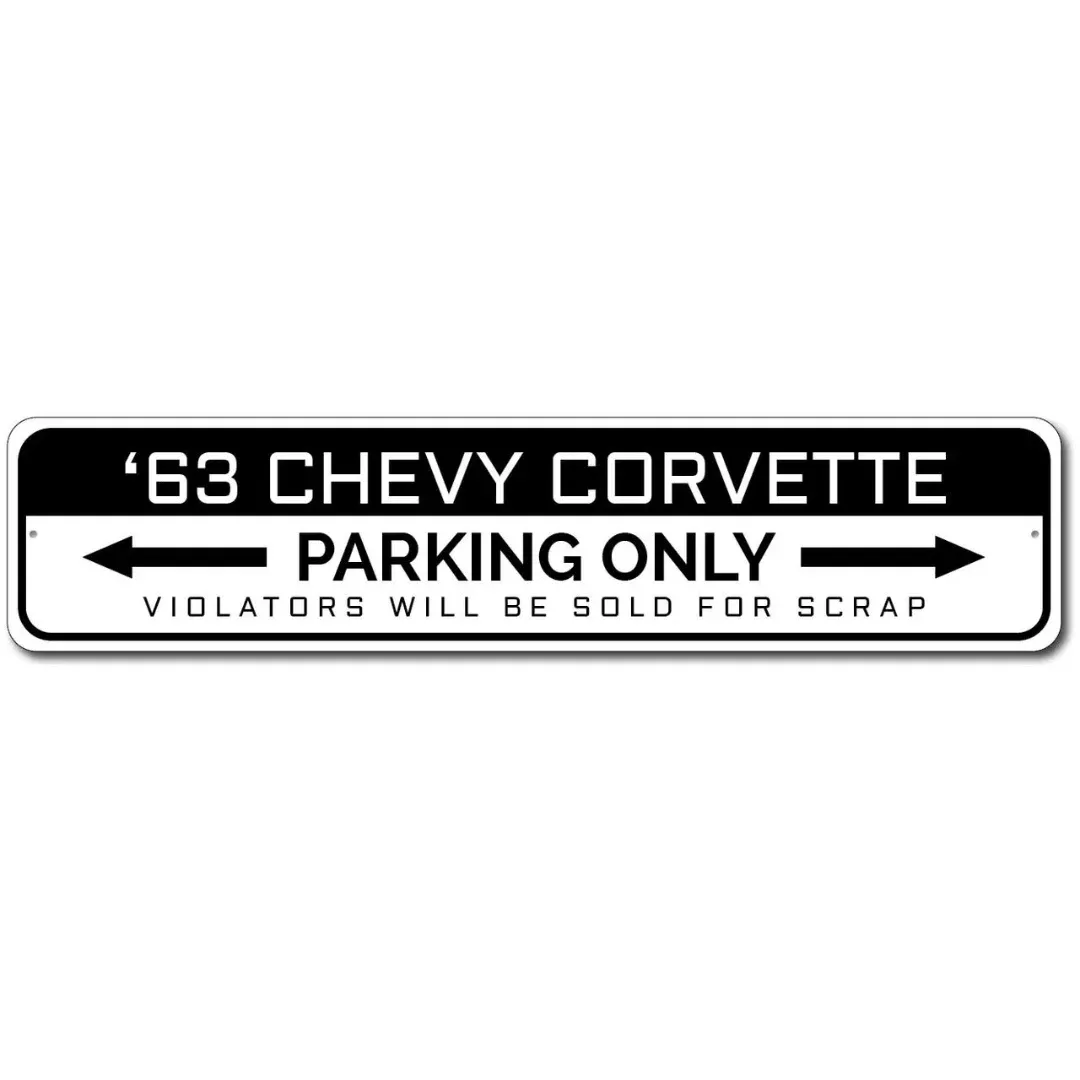 '63 Chevy Corvette Parking - Aluminum Sign